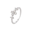 Wasserdichter Drei-Blumen-Ring mit Pear-Cut Zirkonia Silber