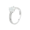 Wasserdichter Solitär-Ring mit rundem Zirkonia und Pavé-Schultern Silber