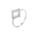 Wasserdichter geometrischer Quadrat-Ring mit Zirkonia-Pavé Silber