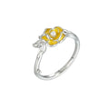 Wasserdichter Rosen-Ring mit gelber Emaille, Perle und Marquise-Zirkonia Silber
