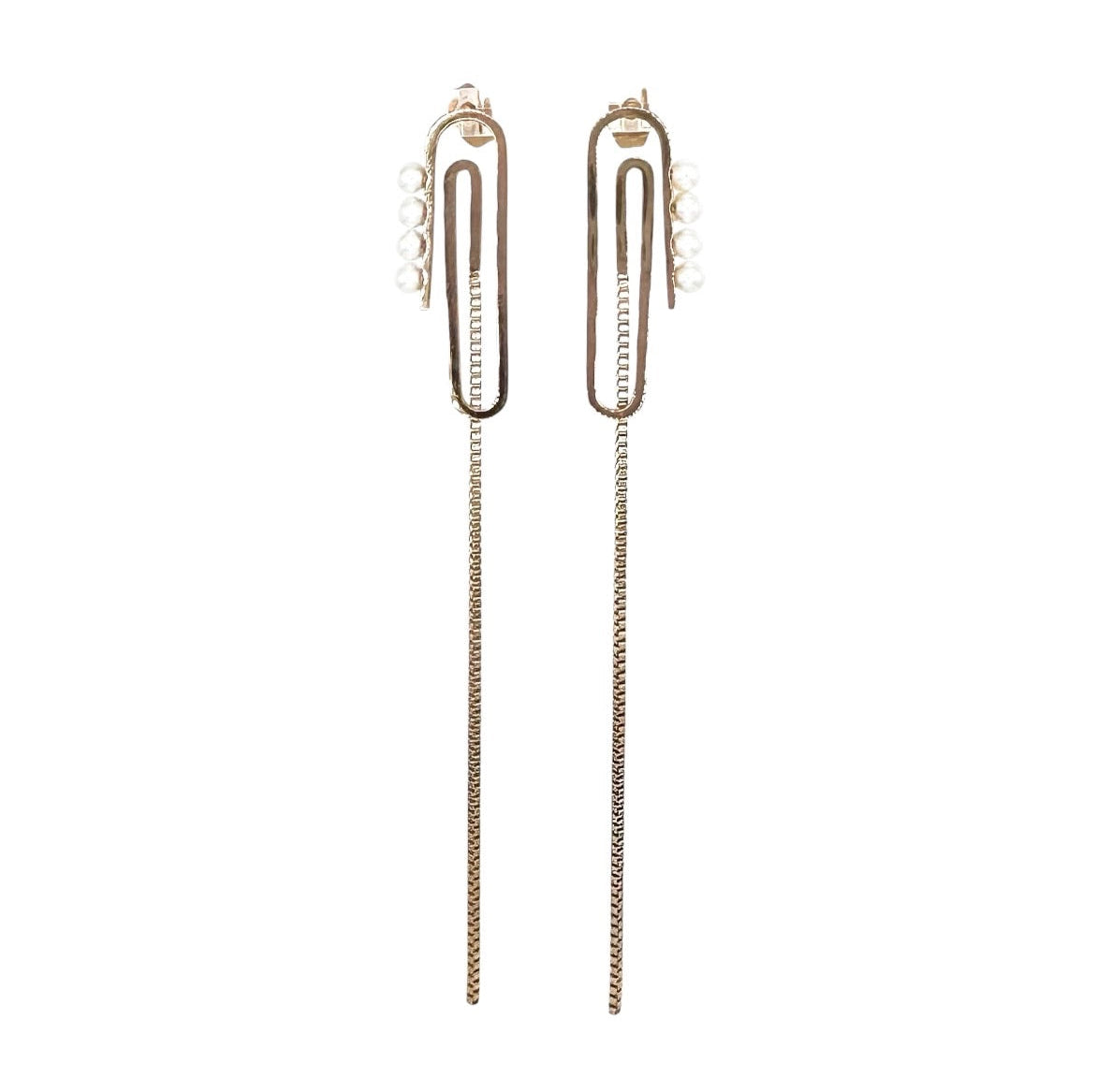 Wasserdichte Heftklammer Perlen Chain Tassel Ohrringe Gold 9,5cm