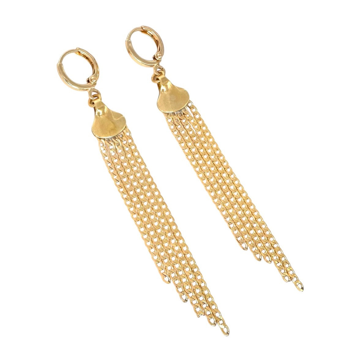 Wasserdichte Creole Multi-Chain Tassel Ohrringe Gold 7,7cm 10mm