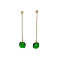 Waterproof Emerald Green Crystal Cushion Cut Necklace Earrings Gold 4.8cm 8mm
