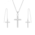 Wasserdichtes Kreuz-Schmuckset mit Zirkonia, silberfarben