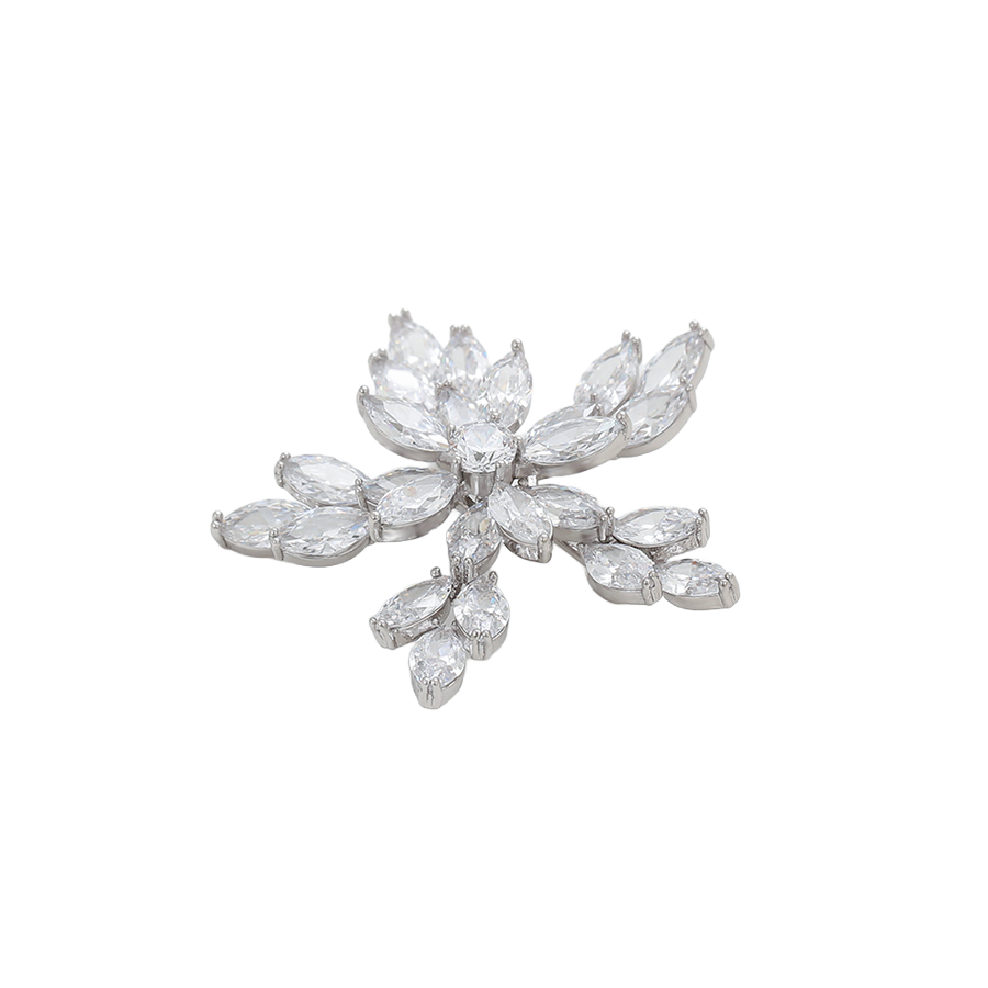 Wasserdichte Schneeflocke-Brosche mit Zirkonia, silberfarben