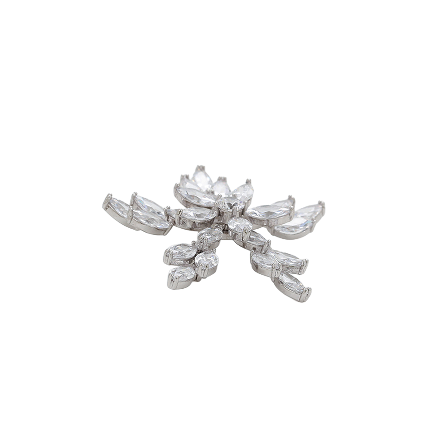 Wasserdichte Schneeflocke-Brosche mit Zirkonia, silberfarben