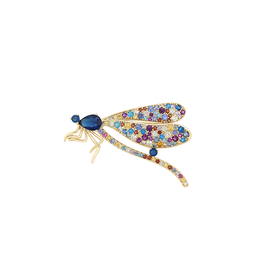 Wasserdichte Libelle-Brosche mit Zirkonia, goldfarben