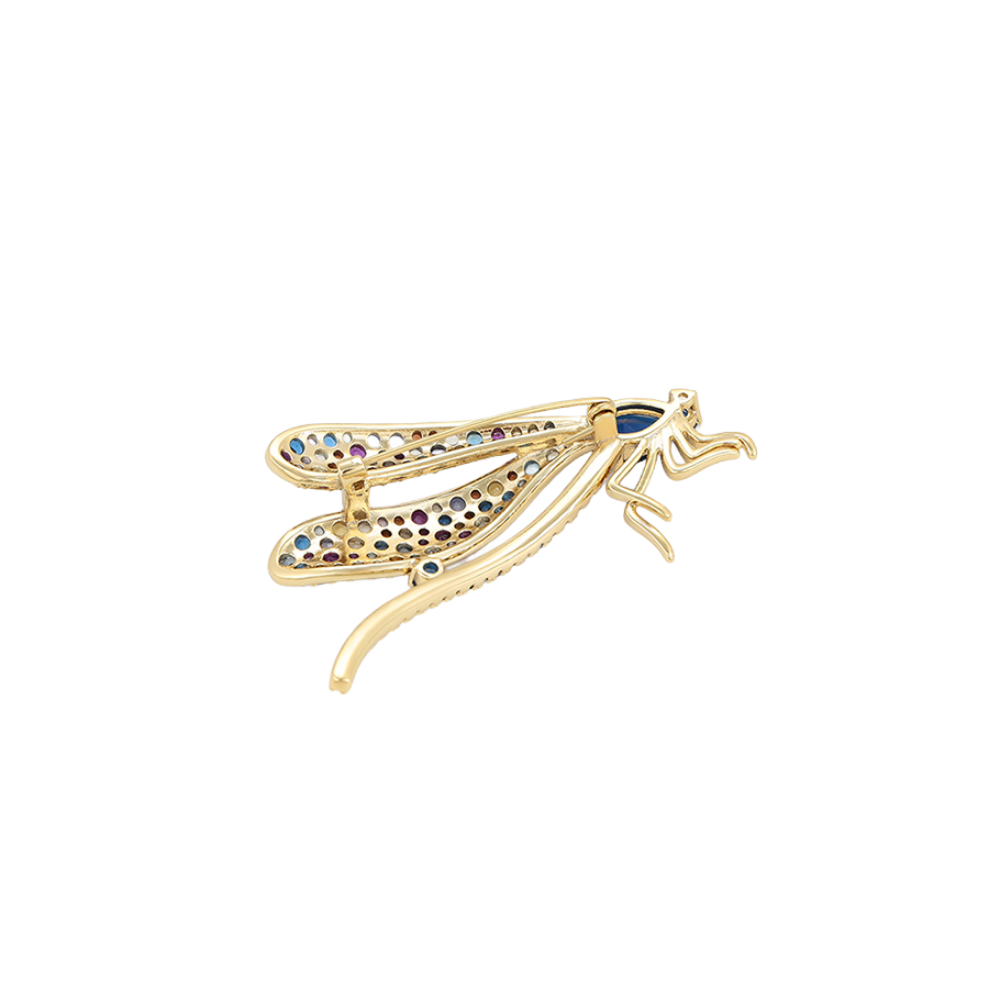 Wasserdichte Libelle-Brosche mit Zirkonia, goldfarben