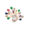 Wasserdichte Pfau-Brosche mit Zirkonia, goldfarben