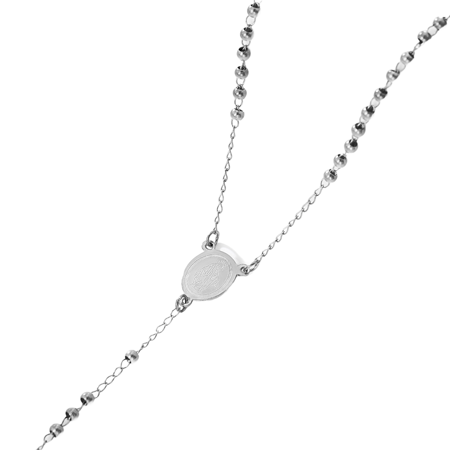 Waterproof Rosary Silver-Colored with Cross and Medal