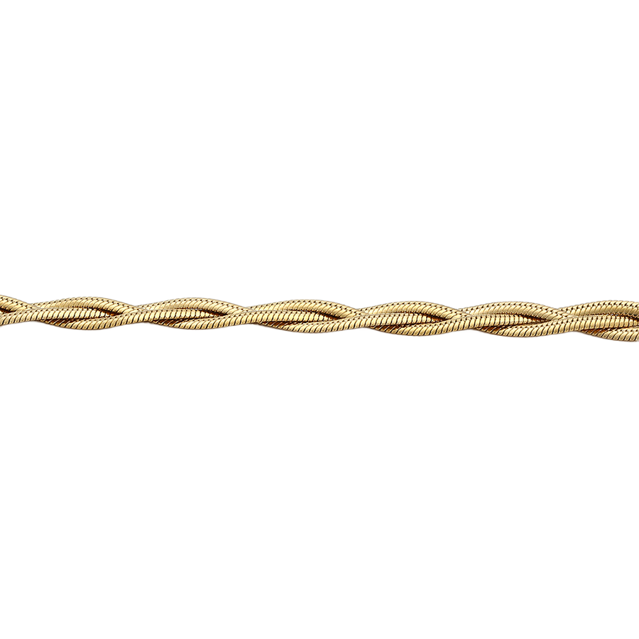 Waterproof Necklace Gold Tone 42cm Length 7mm Braided