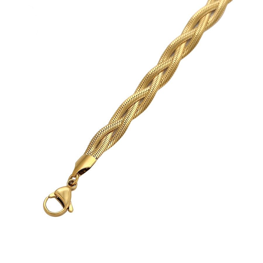 Waterproof Necklace Gold Tone 42cm Length 7mm Braided
