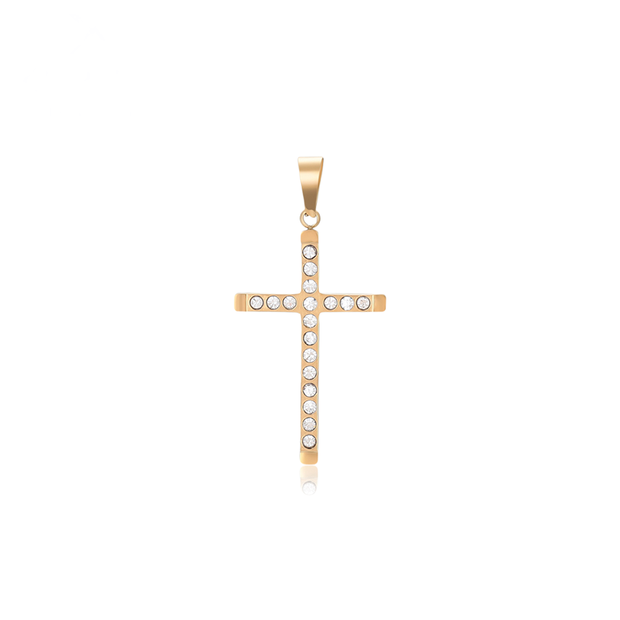 Wasserdichter Kreuz Anhänger mit Zirkonia Goldfarbe