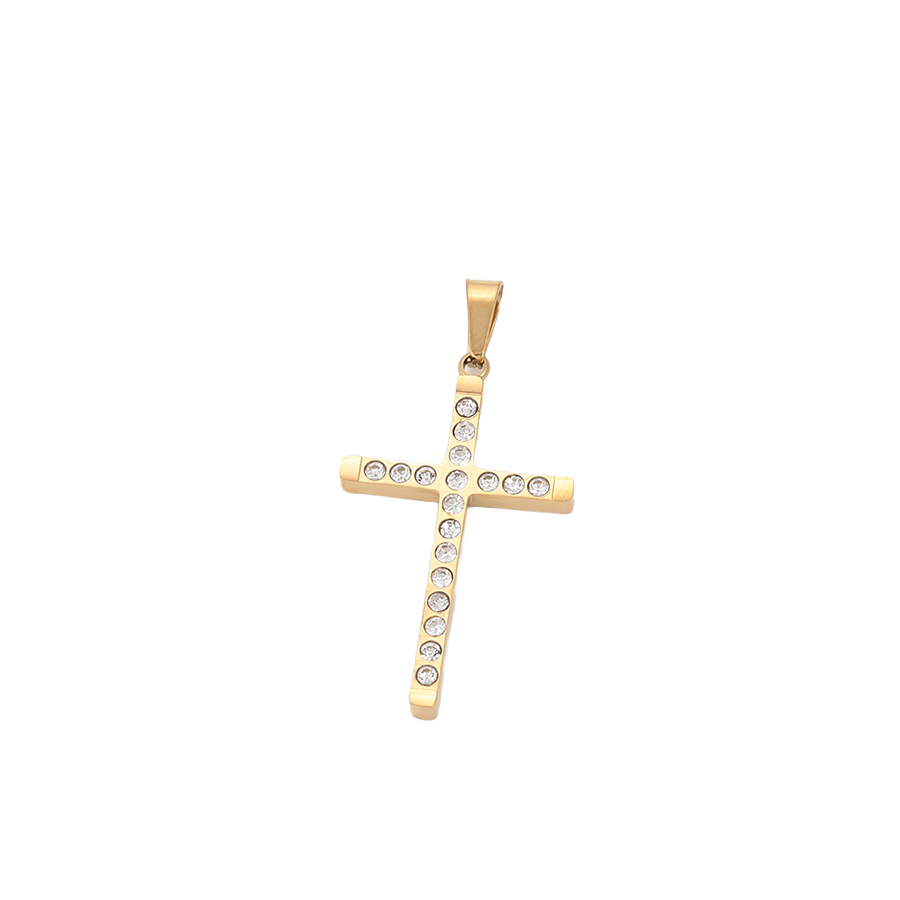 Wasserdichter Kreuz Anhänger mit Zirkonia Goldfarbe