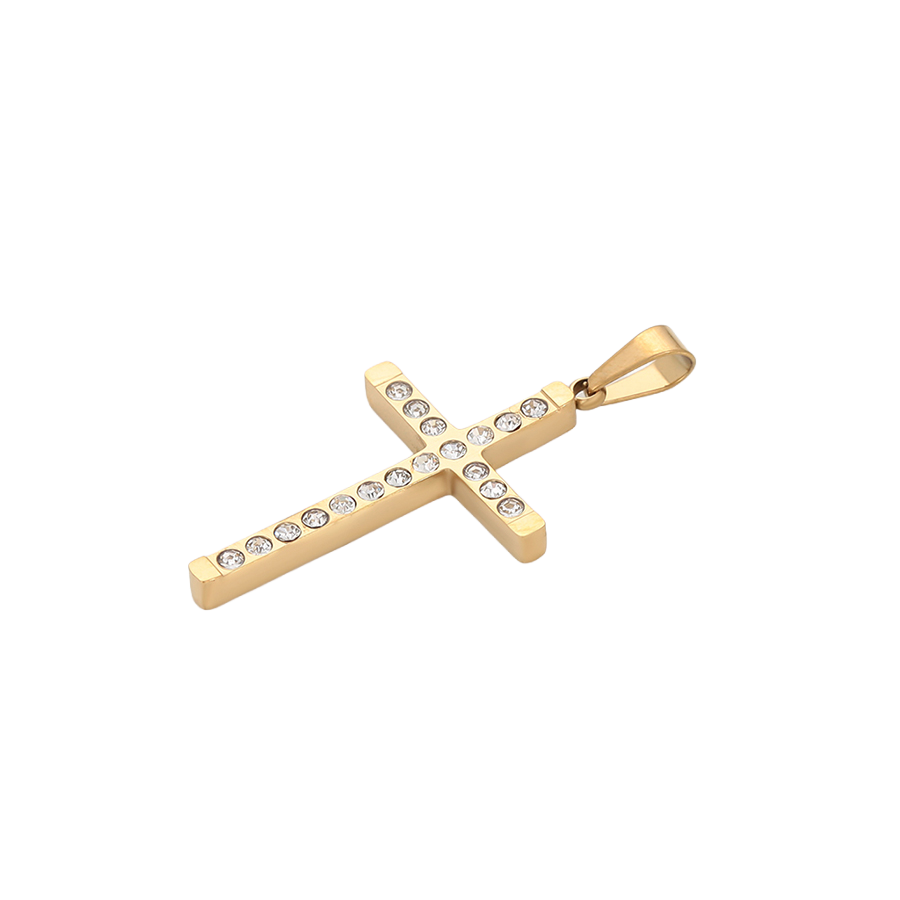 Wasserdichter Kreuz Anhänger mit Zirkonia Goldfarbe