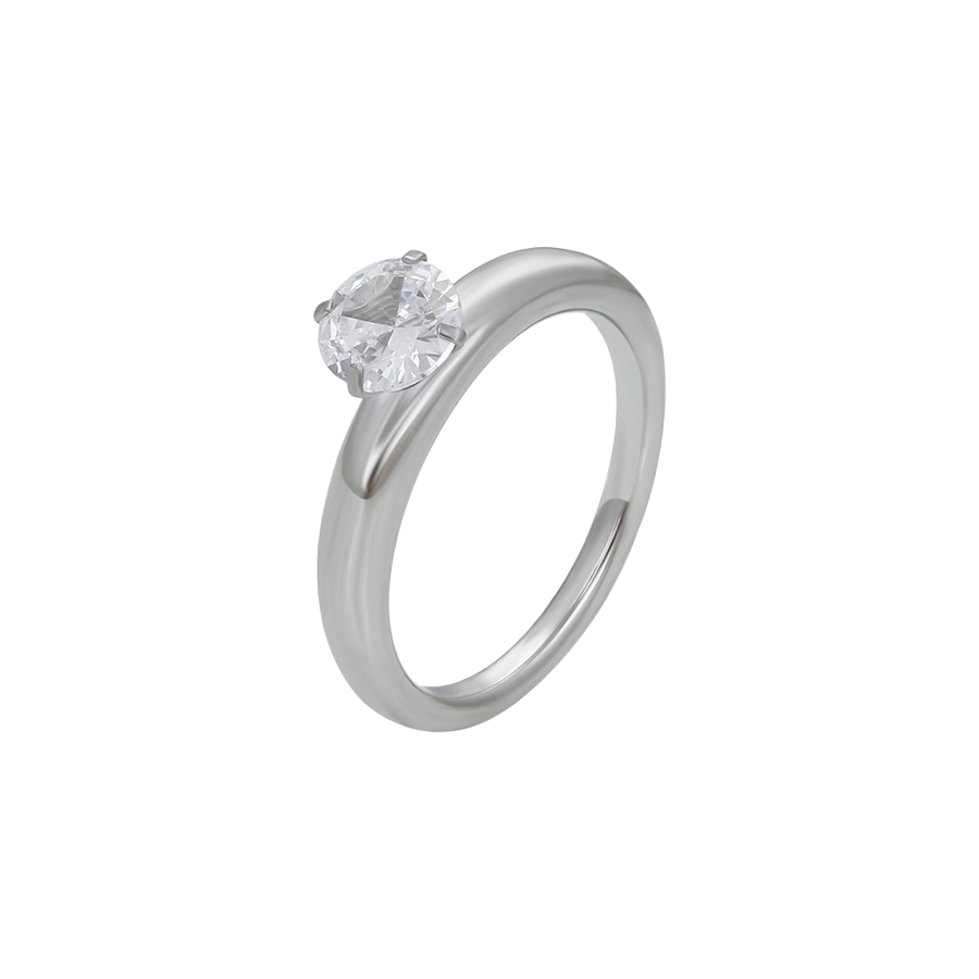 Wasserdichter Verlobungsring mit Zirkonia, silberfarben