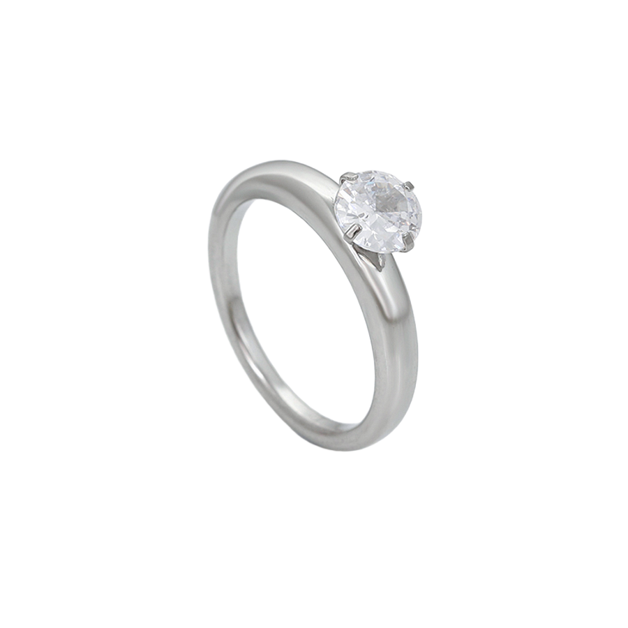Wasserdichter Verlobungsring mit Zirkonia, silberfarben