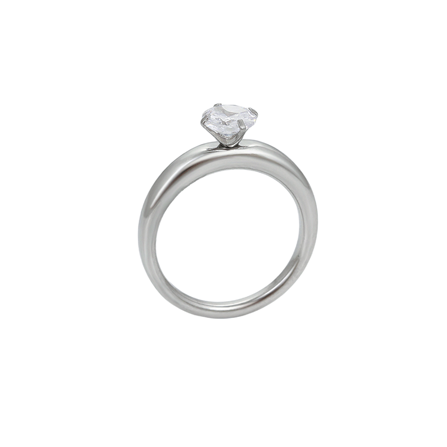 Wasserdichter Verlobungsring mit Zirkonia, silberfarben