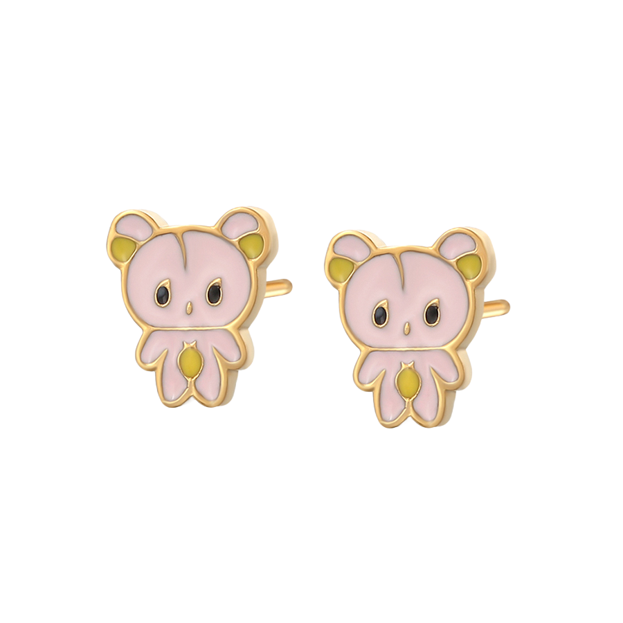 Waterproof Stud Earrings Set Gold Tone Cute 3-Pack