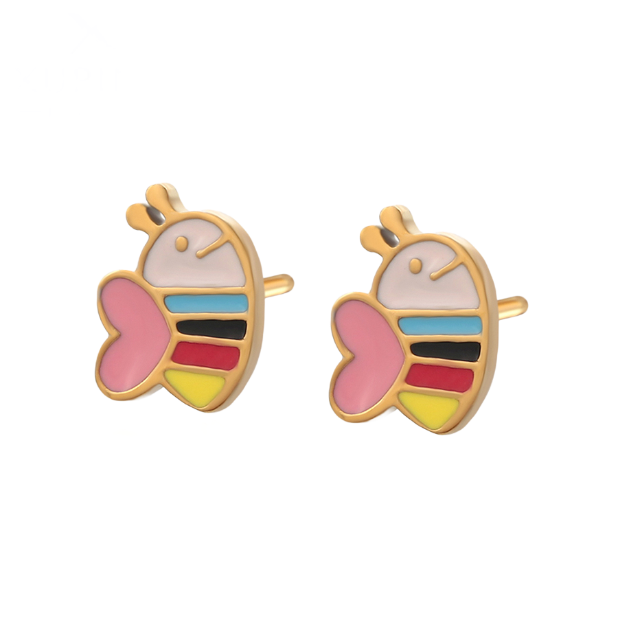 Waterproof Stud Earrings Set Gold Tone Cute 3-Pack