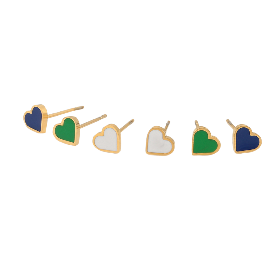 Waterproof Stud Earring Set Gold-Plated Hearts 3-Pack