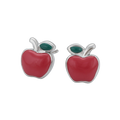 Waterproof Apple Stud Earrings Silver Color