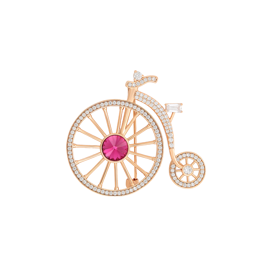Wasserdichte Fahrrad-Brosche mit Kristallen Goldfarbe