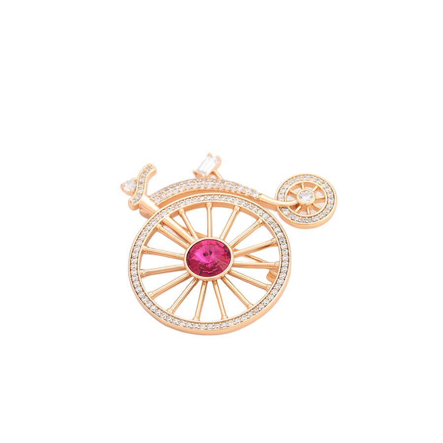Wasserdichte Fahrrad-Brosche mit Kristallen Goldfarbe