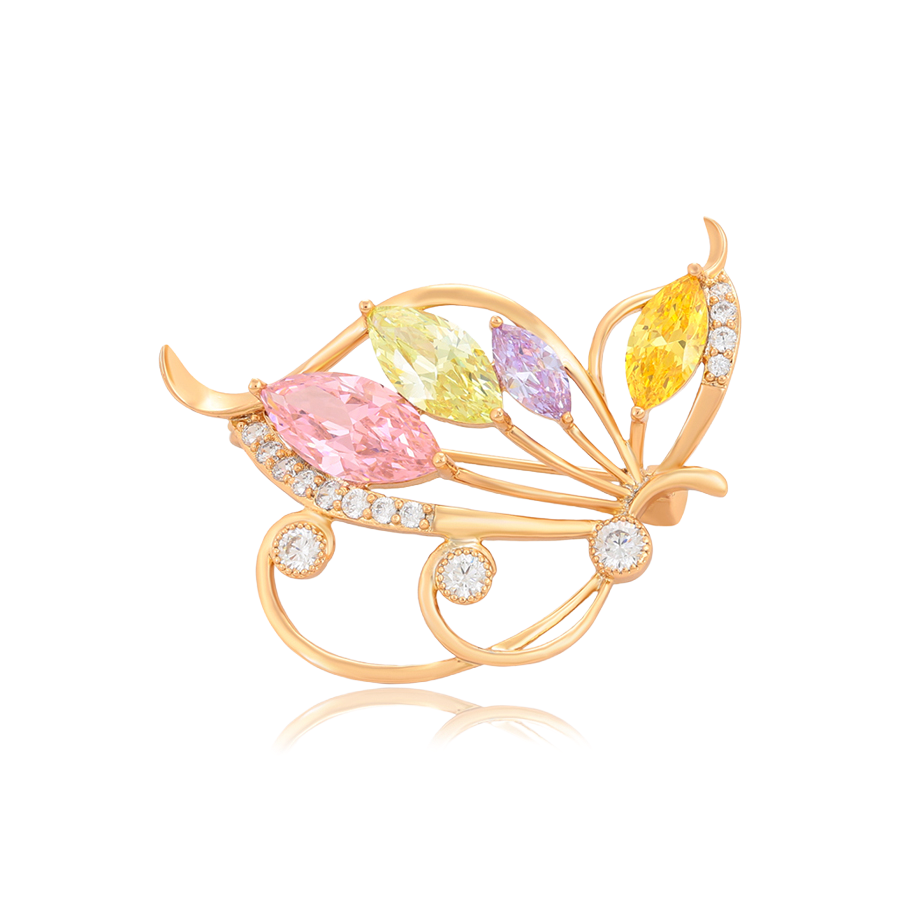 Wasserdichte Schmetterling-Brosche mit Kristallen Goldfarbe