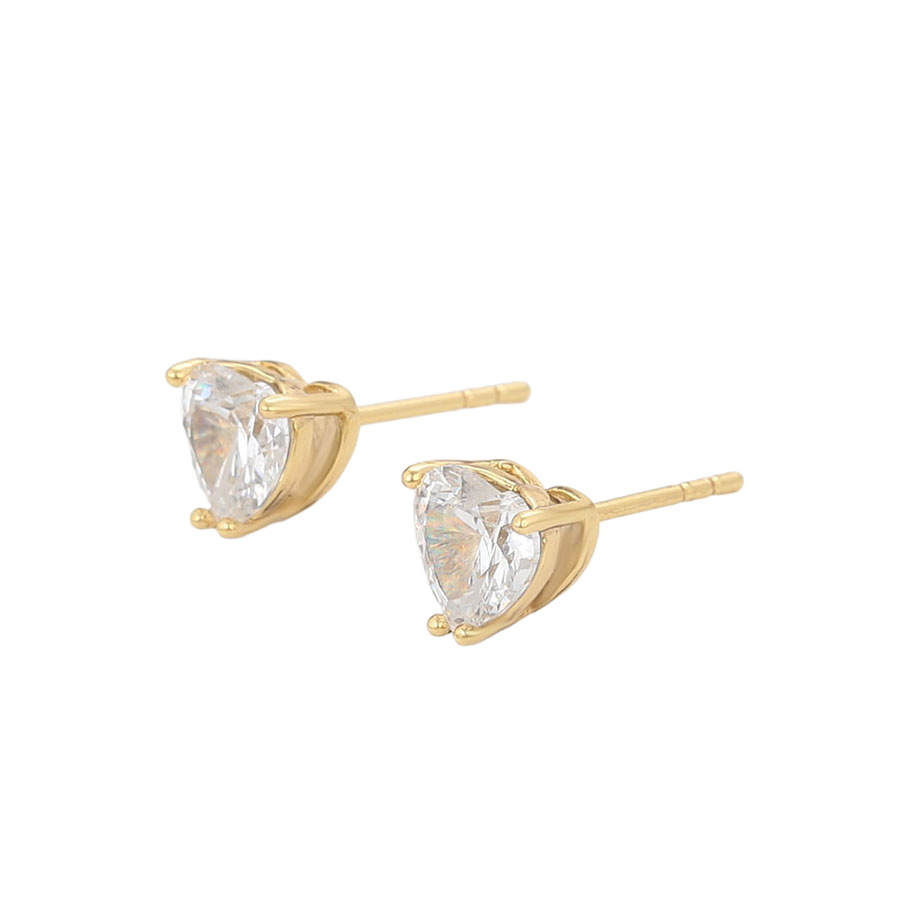 Wasserdichte Herz-Ohrstecker mit Zirkonia, goldfarben, 6mm