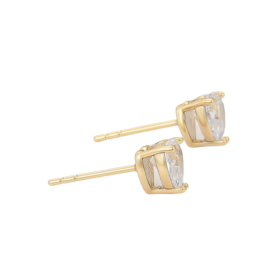 Wasserdichte Herz-Ohrstecker mit Zirkonia, goldfarben, 6mm