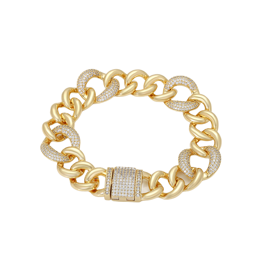 Wasserdichtes Armband mit Kristallen Goldfarbe