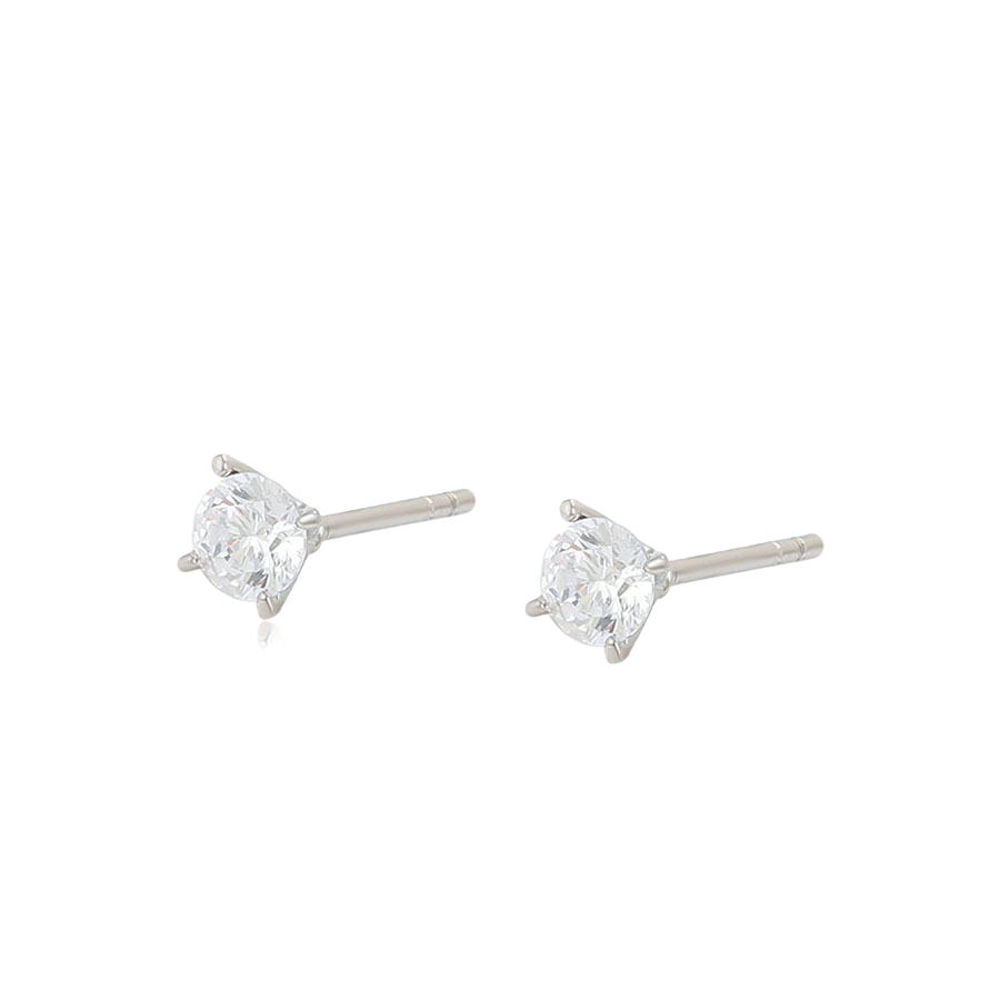 Wasserdichte Ohrstecker mit Zirkonia, silberfarben, 4mm