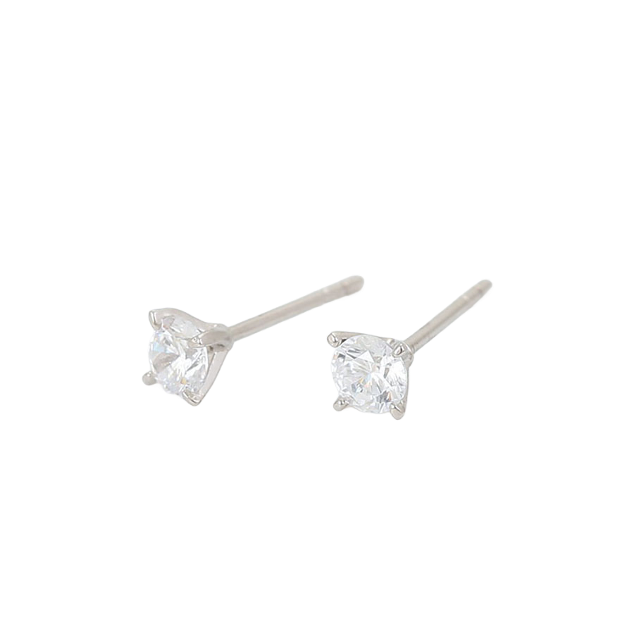 Wasserdichte Ohrstecker mit Zirkonia, silberfarben, 4mm