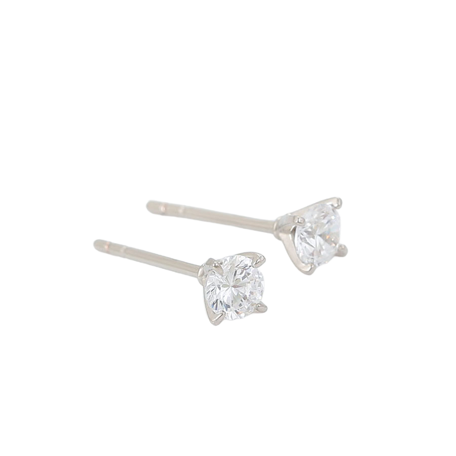 Wasserdichte Ohrstecker mit Zirkonia, silberfarben, 4mm