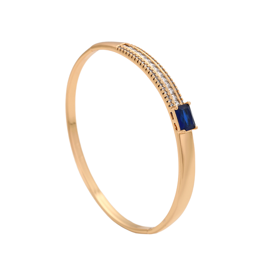 Wasserdichter Armreif mit blauem Kristall Goldfarbe