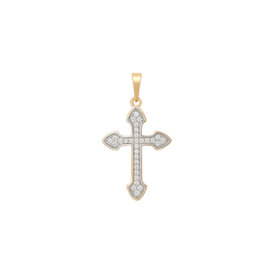 Wasserdichter Kreuz-Anhänger mit Zirkonia, bicolor