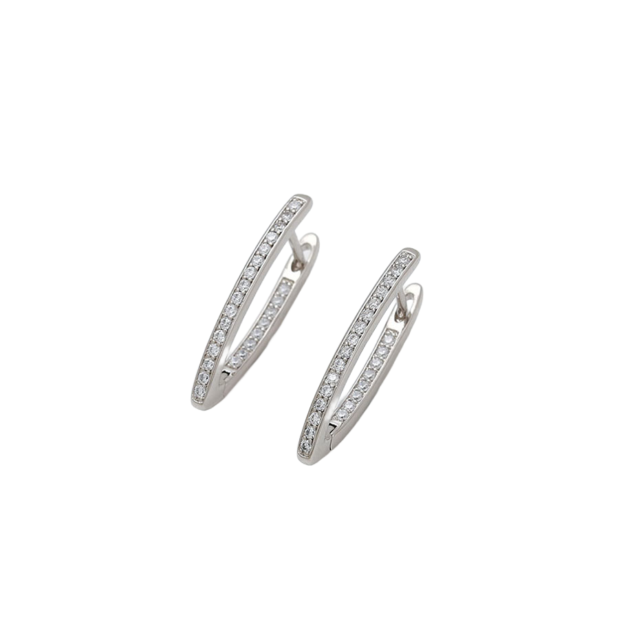Wasserdichte Creolen mit Zirkonia, silberfarben, 23mm x 2mm