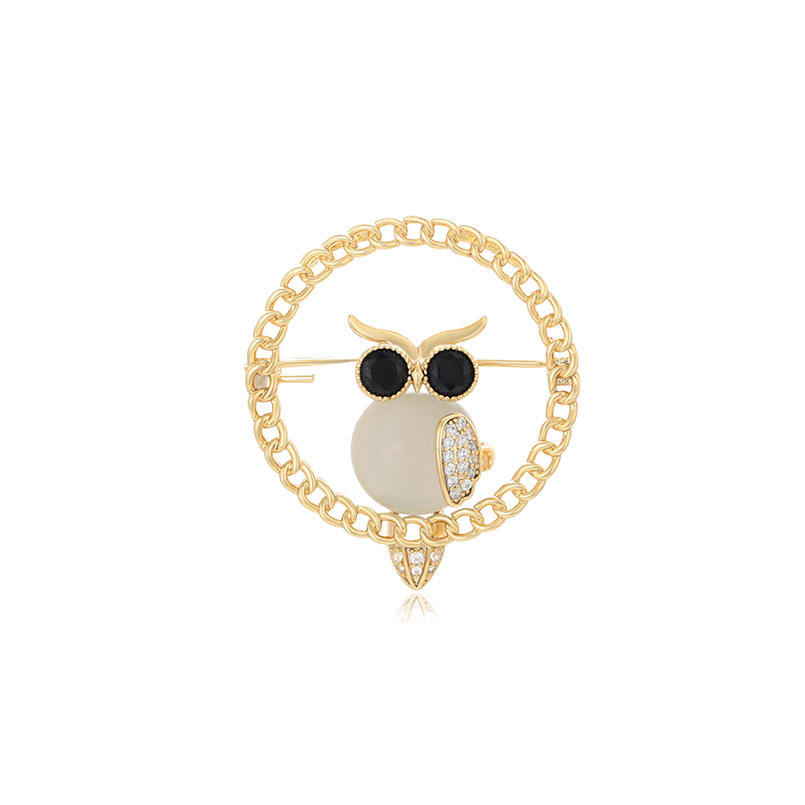 Wasserdichte Eule-Brosche mit Emaille Goldfarbe