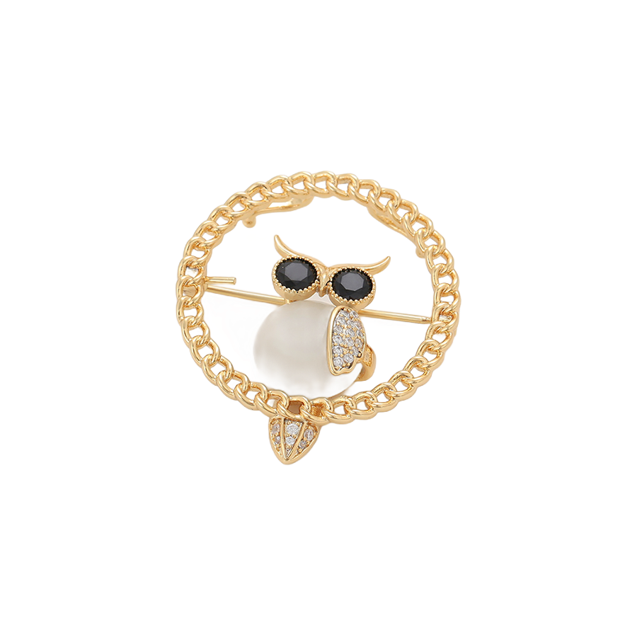 Wasserdichte Eule-Brosche mit Emaille Goldfarbe