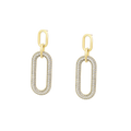 Waterproof Earrings Gold 43mm x 14mm Chain with Zirconia