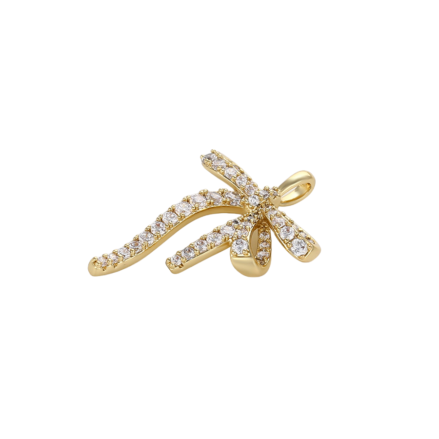 Wasserdichter Schleife Anhänger mit Zirkonia Goldfarbe