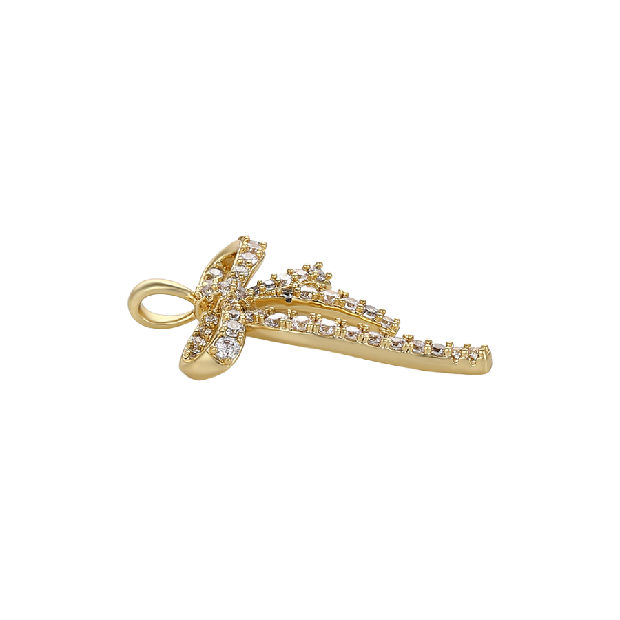 Wasserdichter Schleife Anhänger mit Zirkonia Goldfarbe