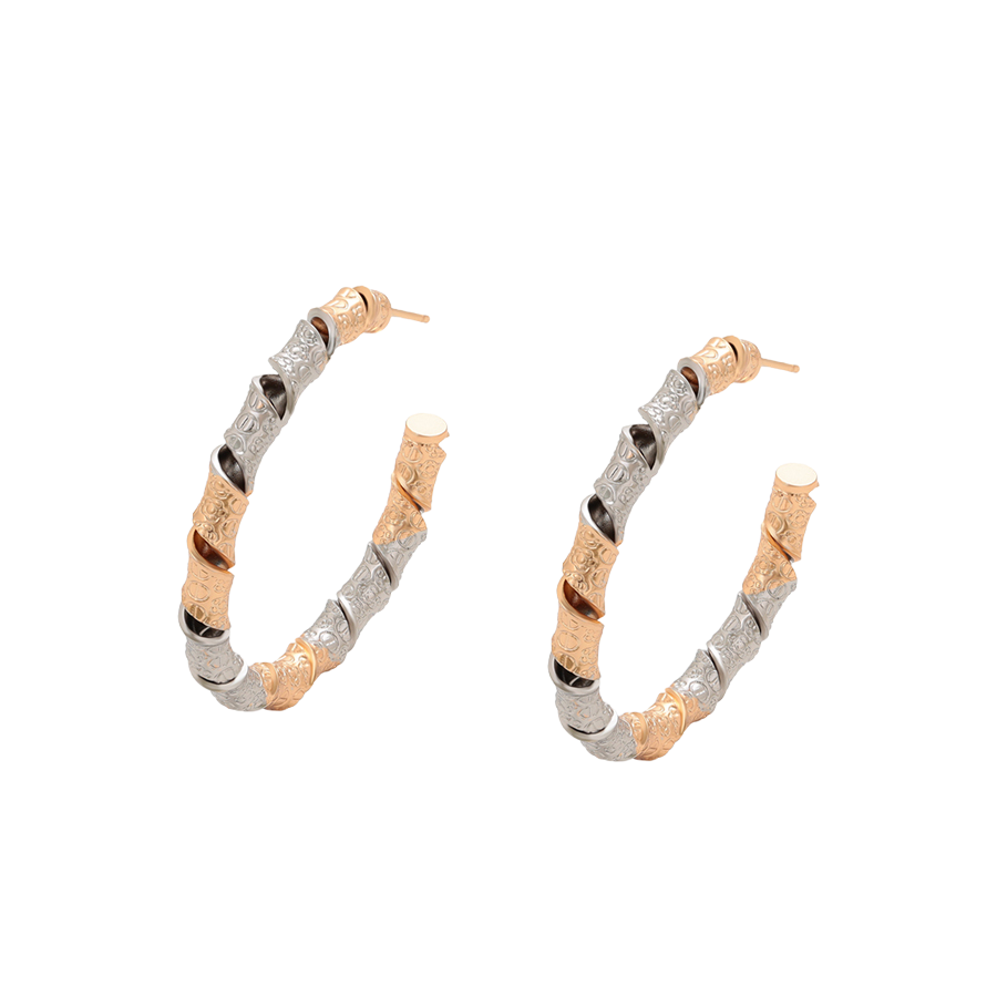 Waterproof Bicolor Hoop Earrings 40mm x 6mm Textured