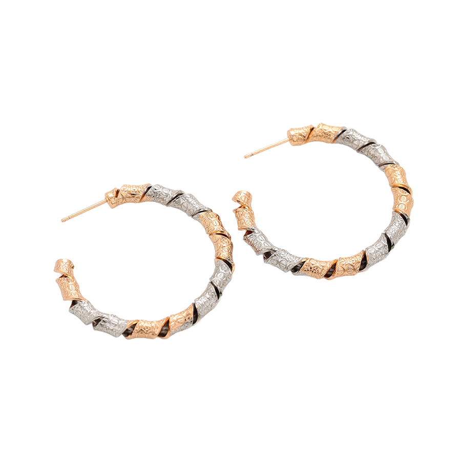 Waterproof Bicolor Hoop Earrings 40mm x 6mm Textured