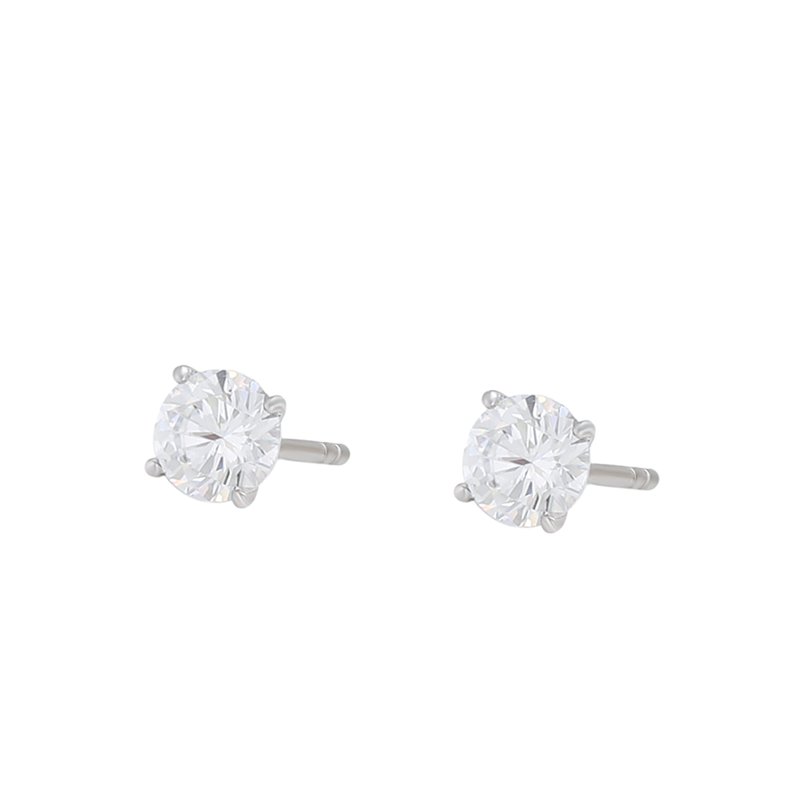 Wasserdichte Ohrstecker mit Zirkonia, silberfarben, 5mm