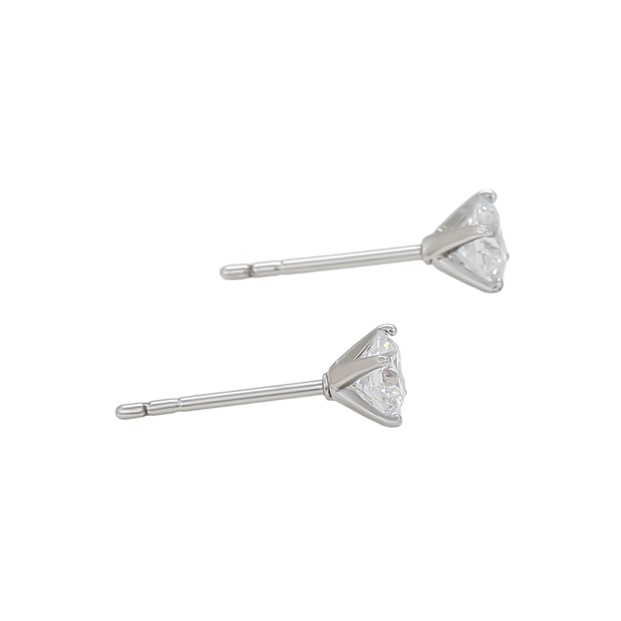 Wasserdichte Ohrstecker mit Zirkonia, silberfarben, 5mm