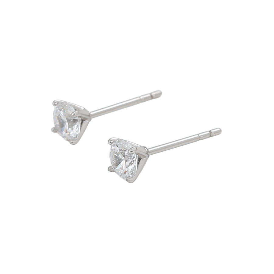 Wasserdichte Ohrstecker mit Zirkonia, silberfarben, 5mm