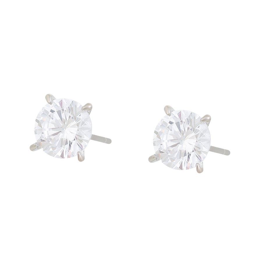 Wasserdichte Ohrstecker mit Zirkonia, silberfarben, 7mm
