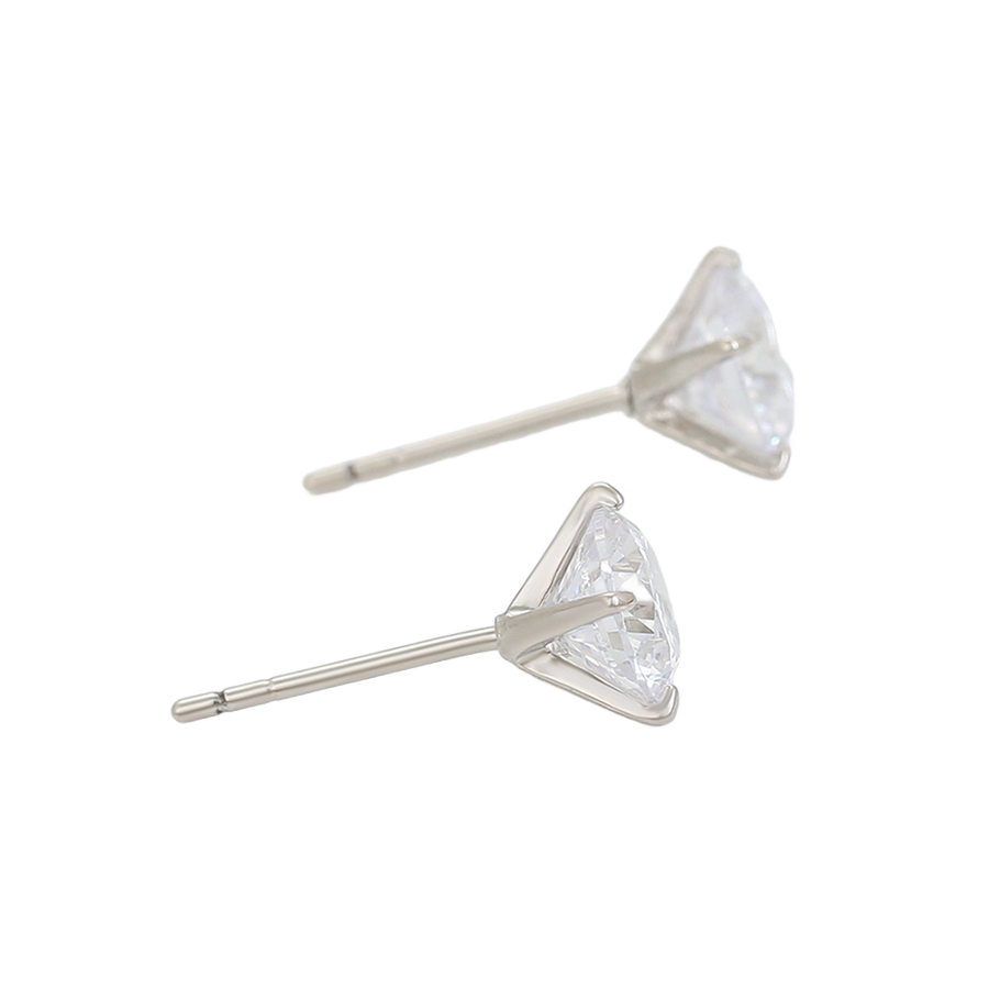 Wasserdichte Ohrstecker mit Zirkonia, silberfarben, 7mm